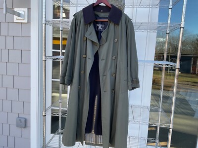 Mens Burberry London Belted Trench Coat Size L Military Green | eBay