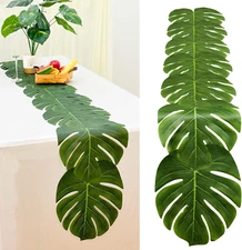 4Pcs Artificial Palm Leaves Table Runners 72 Inch, Tropical Palm Leaves Table...