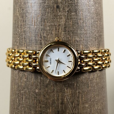 Vintage Seiko Women V400-0990 Fashion Gold Tone Quartz