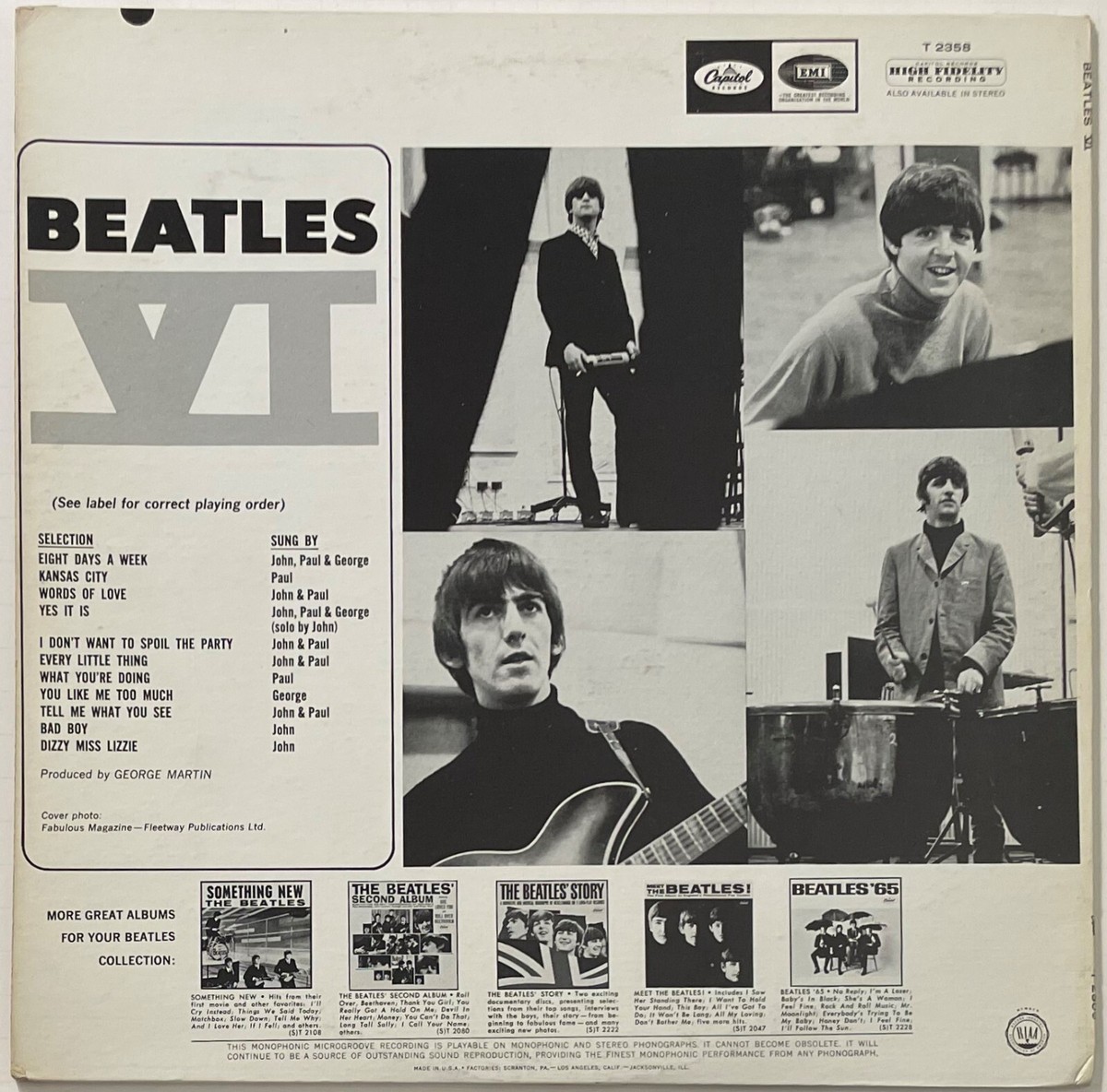 The Beatles - Beatles VI - Mono - T2358 - 1965 -Vinyl LP | eBay