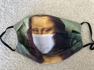 Mona Lisa Leonardo Da Vinci Satire Social Distancing Face Mask Satin Feel New