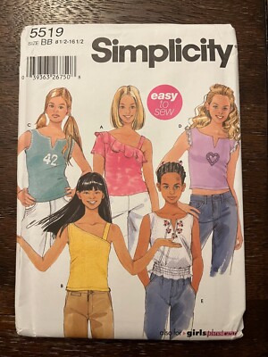 Simplicity 5519 UNCUT Sewing Pattern, Girls' Plus Knit Tops, Size 8 1/2 - 16 1/2