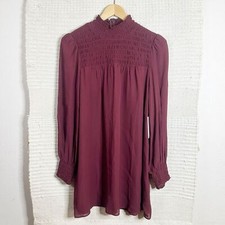 REFORMATION dark red plum Brandi smocked mini dress S NEW