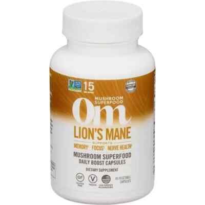 Om Lion's Mane Mushroom Superfood 45 Capsules Improves memory focus nerve health