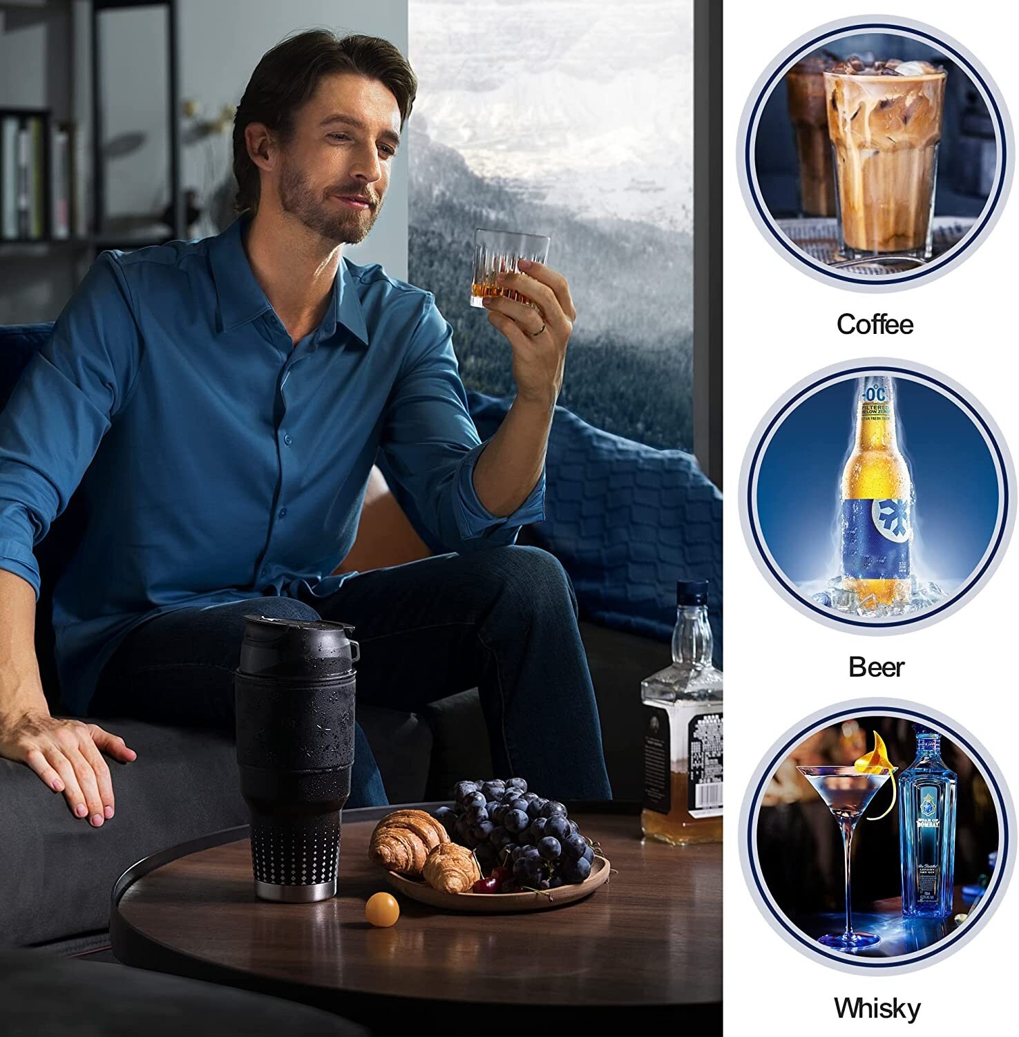 Tumbler with Instant Chiller Iced Coffee Maker Tumbler Stainless Steel