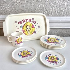 Vintage 1992 Barbie 10 Piece Plastic Partial Tea Set Made in USA Chilton Toys