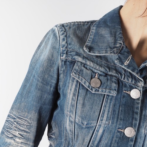 Jean's Paul Gaultier Vintage Women's Distress Cropped Denim Jean Jacket size 44 - Picture 4 of 12