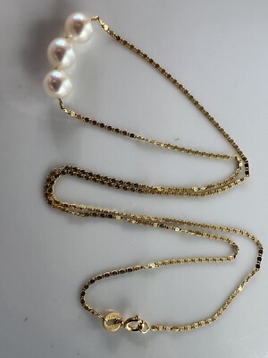 3gr Vintage Made in Italy Solid 14k Gold~3 Centered 4mm Pearls 