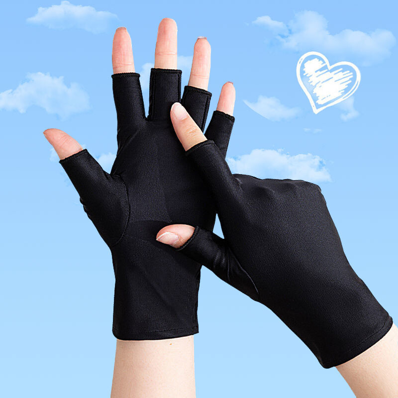 Women Fingerless Sun Protection Gloves Half Finger Sunscreen AntiUV