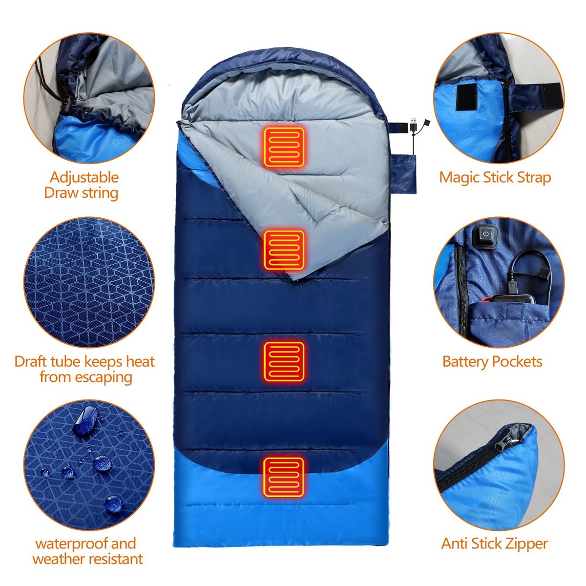 Heated Sleeping Bag Waterproof Lightweight Sleeping Bag for