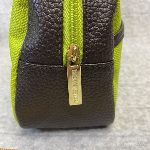 Estee Lauder grün & braun Kunstleder Reise Make-up Tasche Tasche Reißverschluss - Bild 10 von 12