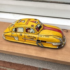 Vintage Marx Tin Litho Skyview Windup Yellow Taxi Cab 1940s As Is Doesn't Work