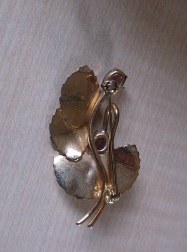 Vintage Rhinestone and Leaves Pin Brooch (AC) - Picture 4 of 7
