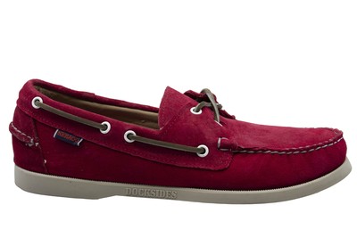 Sebago Docksides Red Suede Leather Lace 