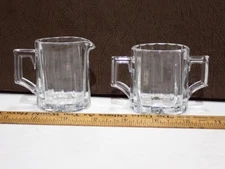 Vtg Thick Cut Lead Crystal Creamer & Open Sugar Ribbed Panels Cut Sunburst Base