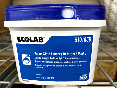 Ecolab 6101955 Home-Style Dose Laundry Detergent 0.7 oz Each 60 Count Packets