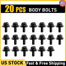 Car Body 20 Bolts Screw Fastener Fender M6-1.0x 16mm Long- 10mm Hex- 17mm Washer