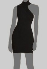 $295 Alice + Olivia Women's Kiki Cutout Black Bodycon Sweater Dress Size S