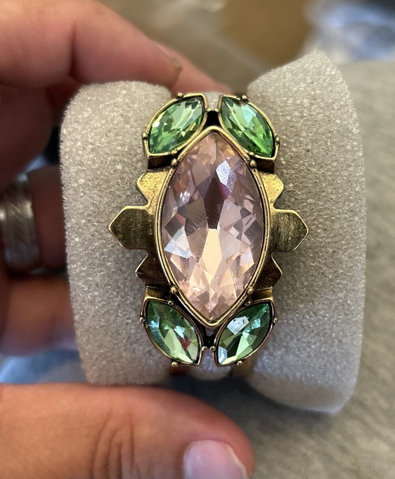 "Brazalete abierto HSN Nicole Romano Loyola Navette cristal multipiedra 7""" Foto 3 de 4