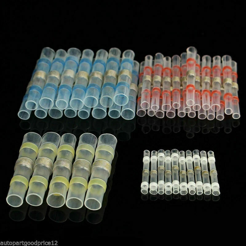 100 шт. 4 размера водонепроницаемая паяльная гильза термоусадочная трубка разъемы для проводов - Изображение 4 из 4