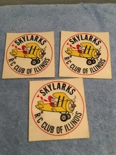 VINTAGE SKYLARKS R/C CLUB OF ILLINOIS RADIO CONTROL AIRPLANE DECAL LOT OF 3 READ