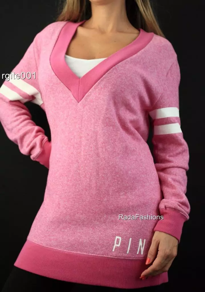 Victoria s Secret PINK Deep V Neck Tunic Varsity Logo Marled
