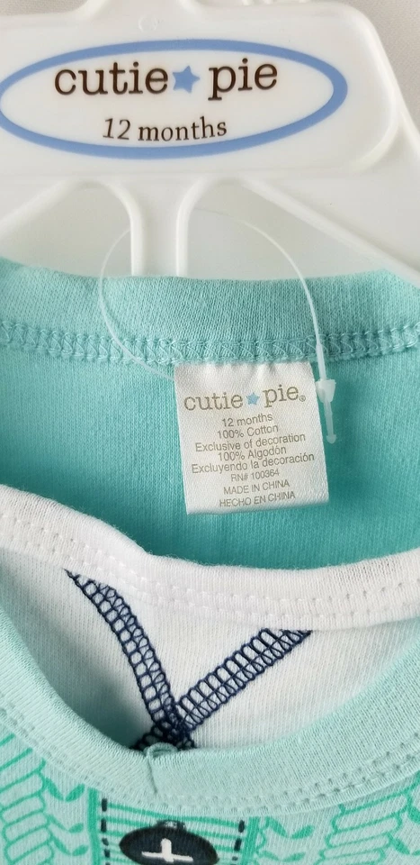 Cutie пирог Baby мальчика наряд 12 месяцев - зеленый футболка и синие шорты комплект 100% котто - Изображение 4 из 4