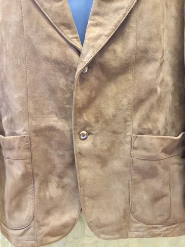 Brown Leather Jacket 44 suede coat lined western Vintage Remy blazer 2 Button  - Picture 8 of 14