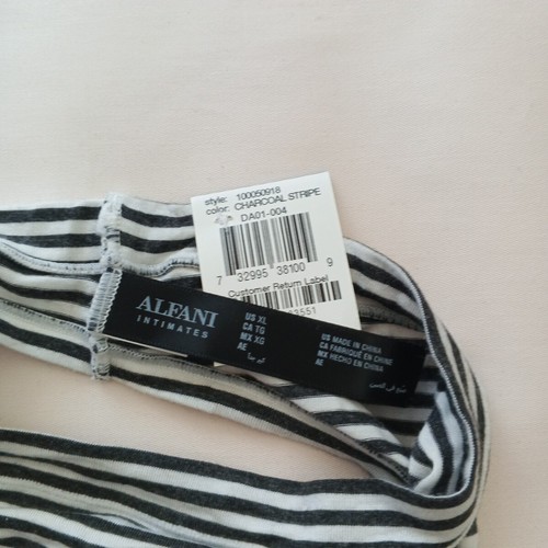 NWT ALFANI Thong SIZE XL White Black Striped Rayon Spandex Knit - Picture 6 of 10