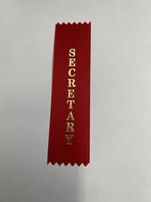 Trade Show Convention Title Ribbon SECRETARY 1 5/8  X 6    Red  Package of 25