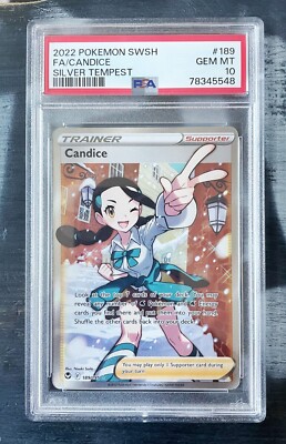 PSA 10 GEM MINT Candice 189/195 Full Art 2022 Silver Tempest PSA 10 GEM MINT Candice 189/195 Full Art 2022 Silver Tempest
