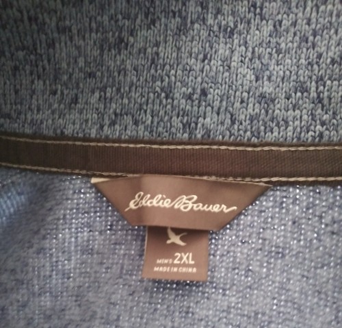 Maglione EDDIE BAUER TG 2XL felpa uomo pullover bottoni a pressione finto collo blu - Foto 4 di 9