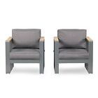 Aoodor 2pcs Aluminum Single Sofa Patio Sectional Set with Back &Seat Cushions