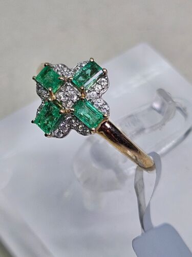 10kt Gold Emerald & White Zircon Ring Size O (2.16g) Gemporia - Picture 2 of 9