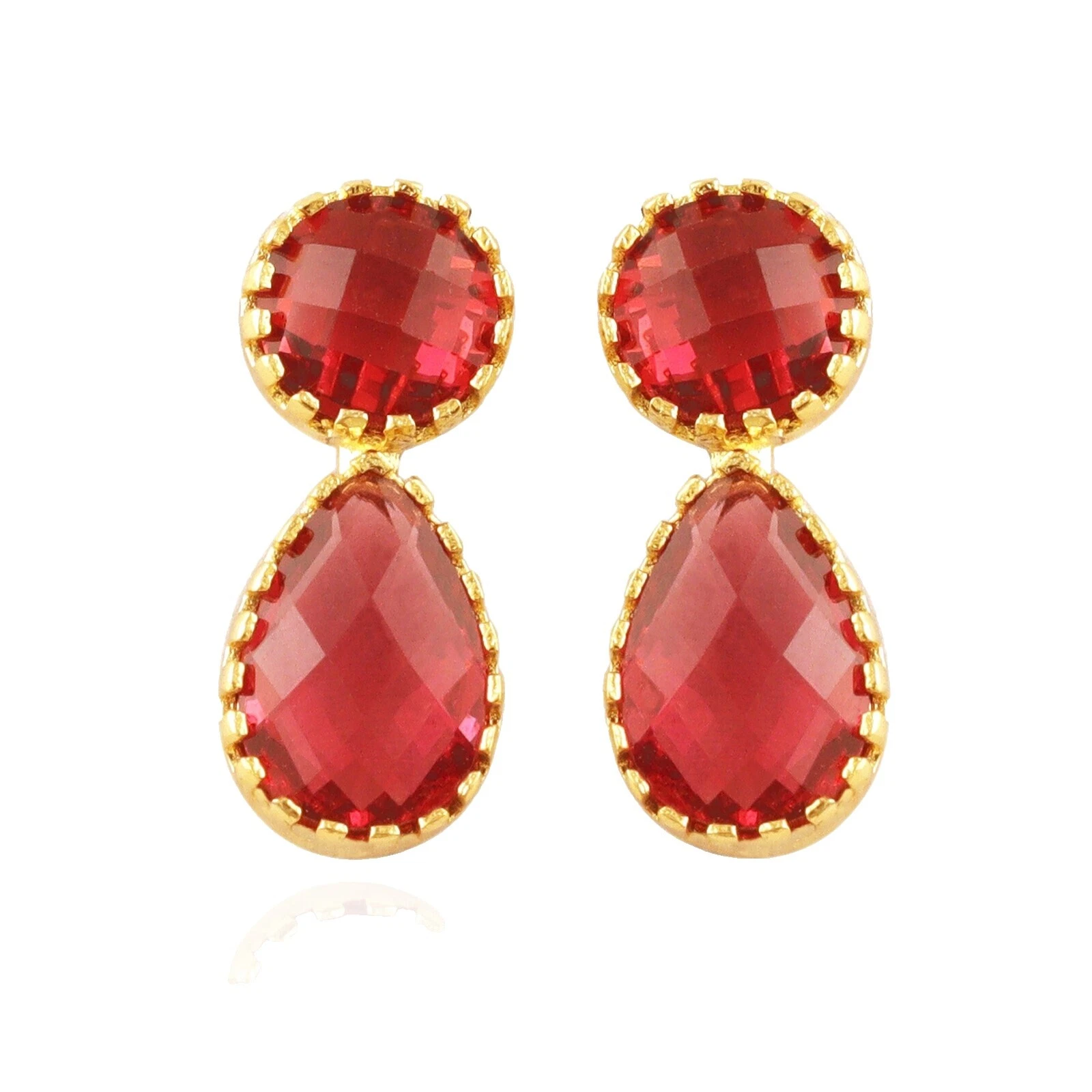 Espiga de Rubí de latón Pendientes de Moda