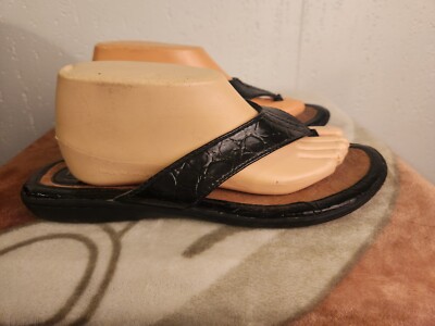 BOC Born Concept Womens sz 10 Black Faux Croc Slip On Thong Flipflop Sandals #11