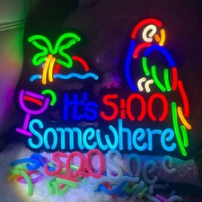 its 5 o'clock somewhere neon sign,Neon Bar Sign,Neon Sign,LED  Colorful Hand