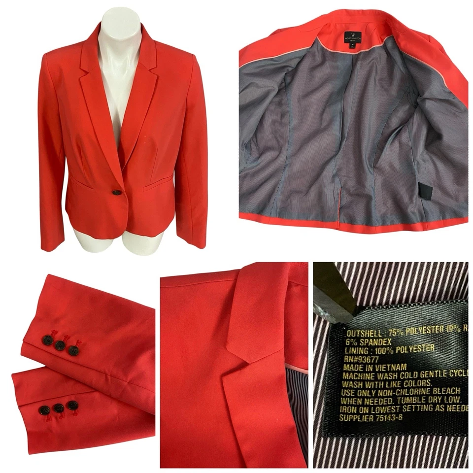 Worthington Blazer Womens PL Orange Jacket Office Corpcore Career Harvest Fall - Image 3 of 4