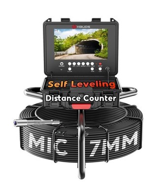 Sewer Camera Self Leveling 100ft, 7mm Thicker Cable Drain Cameras with Distan...
