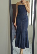 urban outfitters Denim Strapless Maxi Dress