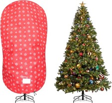 Christmas Tree Cover Durable Storage Bag For 4 Ft Tree Red Snow Print