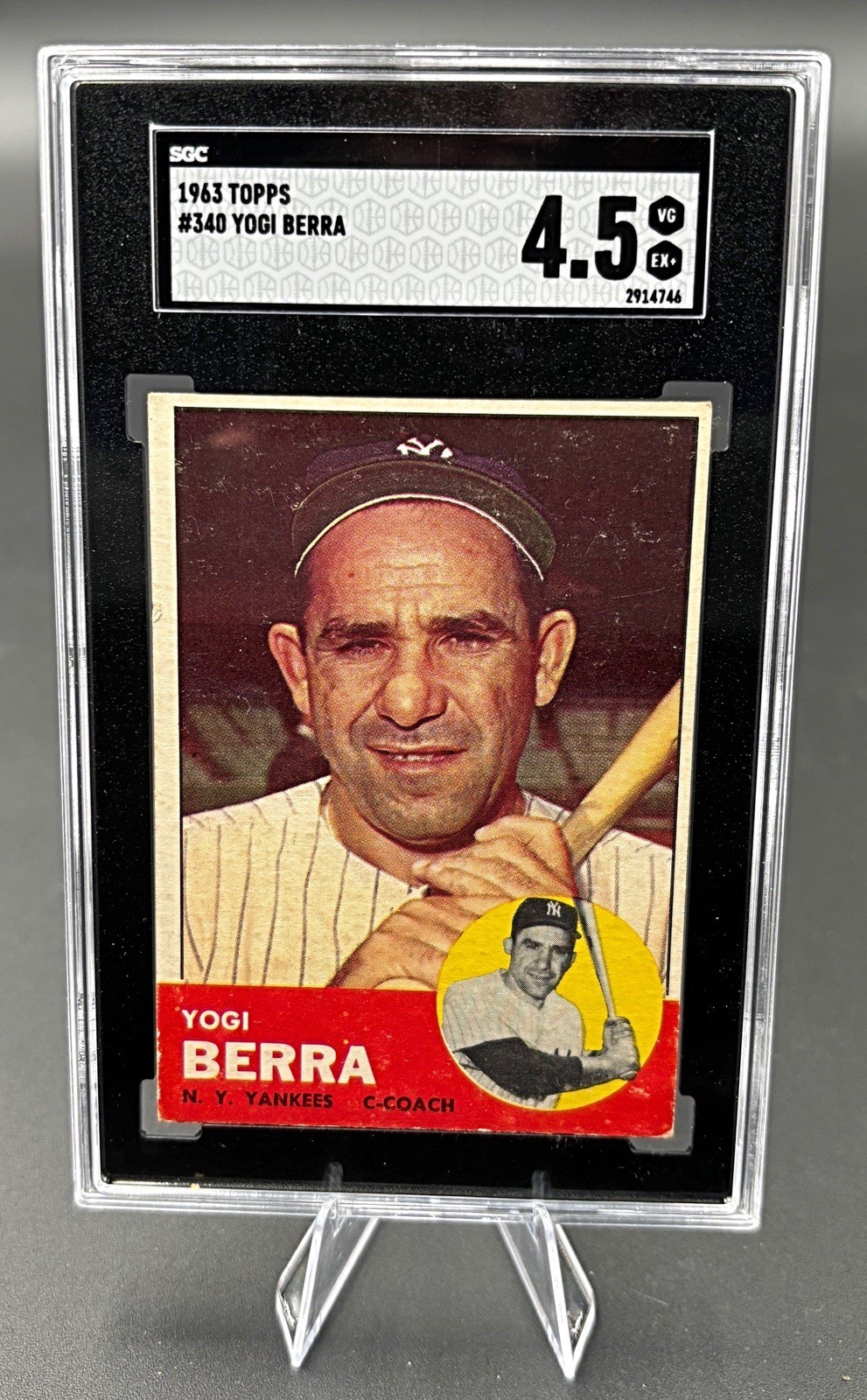 1963 Topps #340 Yogi Berra New York Yankees HOF SGC 4.5 VG-EX+ Freshly Graded!