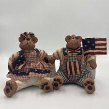 Lot Of 2 Russ Berrie Country Folks. Bearsy Ross,Patriotic Bear Free Shipping