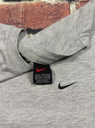 Vintage Nike Grey T Shirt Embroidered Mini Swoosh Check Logo Black Tag Large 90s by Nike, Size L, $19.99 - Photo 6