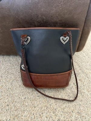 Brighton black and brown aligator print bucket bag