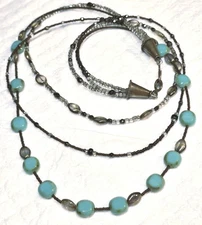 Southwest Multi Strand Sea Glass Sterling Silver 925 Necklace 21"