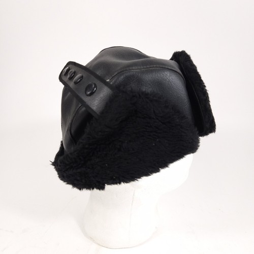 Vtg Warmwear Black Leather Bomber Aviator Trapper Hat Quilted Size XL Made Japan - Picture 5 of 12
