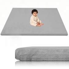 Velvet Baby Play Mat for Floor, 1.3" Thick Elasti-Foam 50" 50" Playpen Mat wi...
