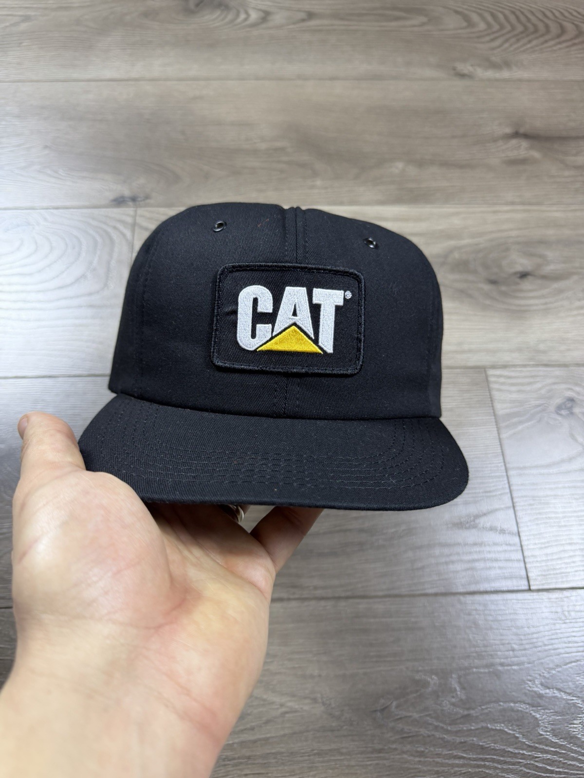 Vintage CAT Caterpillar Logo Snapback Hat Made In USA Black