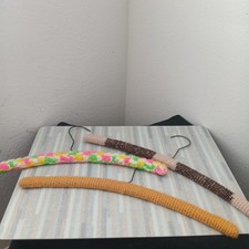 Vintage Hand Crocheted Wooden Hangers-set Of 2